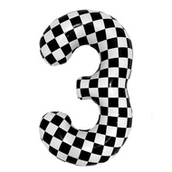 100cm black and white box racing number 3 balloon