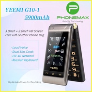 Zhioehjfs 590} YEEMI G10-1 LTE 4G WCDMA 3G โทรศัพท์มือถือแบบฝาพับแบตเตอรี่1800MAh จอแสดงผลคู่ซิมการ์ดคู่กุญแจขนาดใหญ่โทรศัพท์มือถือสำหรับผู้สูงอายุ