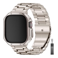 วงดนตรี + เคสสำหรับ Apple Watch TPU Ultra 49Mm สแตนเลสสายเหล็ก44Mm 42Mm 40Mm เกราะกันชนตัวป้องกัน TPU สำหรับ Apple Watch Series 8 7 6 5 4 SE 41Mm 45Mm