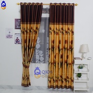 Gorden Pintu Dan Jendela Kamar Mewah Bahan Blackout Import Motif Bunga Tulip Model Smokering