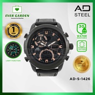 Evergarden AD-STEEL AD1426 Analog-Digital Sport Dual Leather Strap Men Watch Disply LED Light Multi-