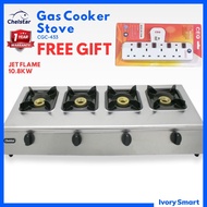 (FREE GIFT) Chelstar CGC-433 | Dapur Gas Tekanan Rendah | Low Pressure 4 Burner Gas Stove