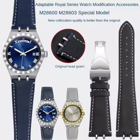 For Tudor Royal Series M28600 M28603 Tudor 41mm Modified Business Leather Watch Strap with Steel End