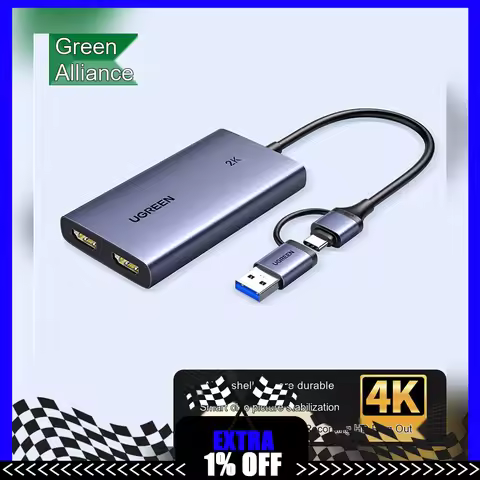 UGREEN 25773 CM726 HDMI Video Capture Card 2K 30Hz Recording 4K 30Hz Loop Out USB Live Streaming Ada