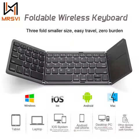 MRSVI Foldable Wireless Keyboard B033 with Stand for iPad Tablet Laptop Phone Mini Keyboard for for