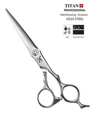 鈦博士專業理髮剪 &amp; 剪刀,日本vg10鋼製,6吋,理髮店理想工具,配有2個手指環,1個調節器,1個清潔布