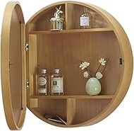 Round Bathroom Mirror Cabinet, Wall Mounted Storage Cabinet Mirror Medicine Cabinet, 3 Level Wooden Storage Cabinets Organizer