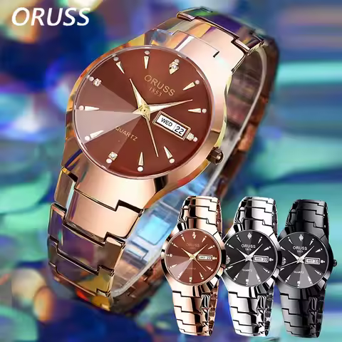 ORUSS Watch Men Quartz Watch for Lovers Luxury Women wristwatch Stainless Steel Waterproof Men's Wat