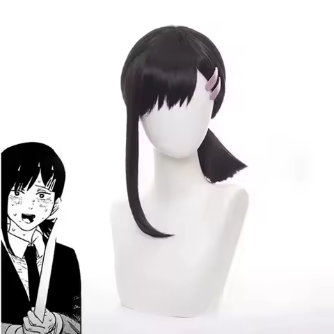 HAIRJOY Synthetic Hair Chainsaw Man Higashiyama Kobeni Cosplay Wigs Short Straight Cosplay Wig Rose 