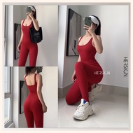 Women's yoga set Women's yoga gym jumpsuit set U-neck HERSIGN-SET173 -MUT4