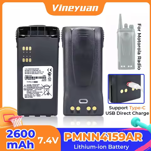 PMNN4159AR 2600mAh Type-C USB Li-ion Battery for Motorola HT750 HT1250 HT1500 GP328 GP240 GP320 GP33