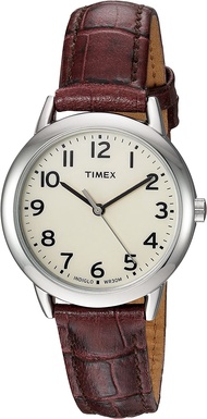 Timex Women's Easy Reader Leather Strap 30mm Watch Brown Croco/Cream