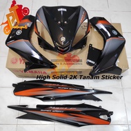 Yamaha Lc 135 V1 CoverSet Hitam Oren Black Original HLY Stripe Ori 3Logo Original 100% HLY Siap Tamp