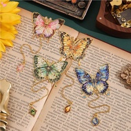 Metal Bookmark Butterfly Series Oil Painting Bookmark Retro Butterfly Shape Reading Bookmark Book Cl
