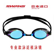 日本進口SWANS詩韻比賽近視泳鏡 4倍高清防霧