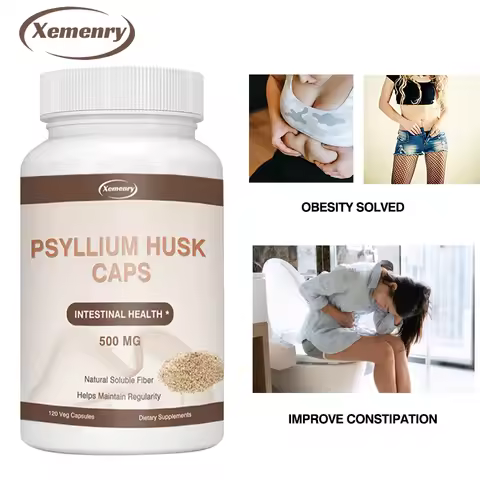 Psyllium Husk Capsules | Premium Soluble Fiber Supplement | Psyllium Powder Stool Softener and Relie