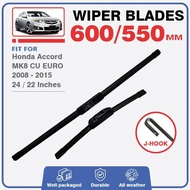 Front Wiper Blades Set For Honda Accord 8th EURO 2008 - 2015 CU CU2 MK8 VIII Windshield Windscreen 2