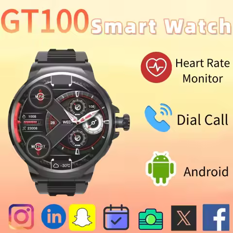 GT100 Unisex Smart Watch 1.85 Inch HD Display 4G GPS SIM 180 Rotating Camera 1050mAh Battery Android