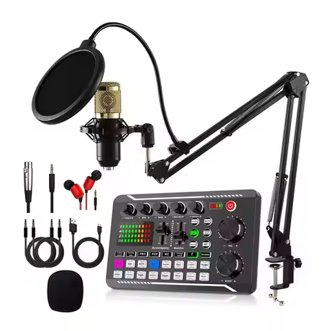 A46M-F998 Sound Card And BM800 Microphone Kit Mic Sound Mixer Sound Card Audio Mixing Console Amplif