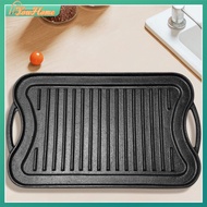 【Fast Delivery】Cast Iron Grill Plate Double-Side Grill Pan Multi-Function Rectangular Frying Pan Non