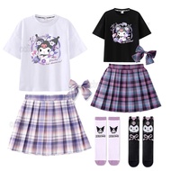 2-14Y Sanrio Kuromi Dress for Kids Girl Terno Kuromi Clothes for Kids Children Kuromi T-shirt Tops P