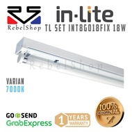 Inlite INT8G018FIX Housing + Tube Light LED TL Lamp T8 18W White - In-Lite 18 W 18Watt 18Watt