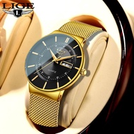 {Miracle Watch Store} 2022 LIGE แฟชั่นบุรุษทองตาข่ายเข็มขัดนาฬิกาหรูเรียบง่ายควอตซ์นาฬิกาข้อมือผู้ชายธุรกิจดูสบายๆ Relógio Masculino