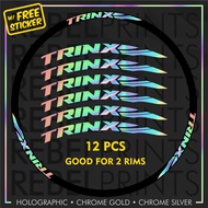 TRINX Holographic/Oil Slick (12 pcs) Wheel Rim Sticker Decal for Mountain Bike/Road Bike