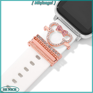 Miqiangzi การตกแต่ง1ชุดสำหรับตกแต่งสายคาด Apple Watch รูปการ์ตูน Hello Kitty หลากหลายสายนาฬิกาซิลิโคนฝังเพชรตกแต่งเครื่องประดับหัวเข็มขัดแหวนอุปกรณ์สายรัด