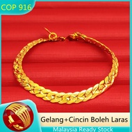 Emas Cop 916 Bracelet Men Gelang Tangan Lelaki Gold 916 Original Malaysia Bracelet for Women Emas 91