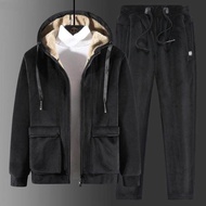 Mens suit 2020 NewTracksuit Men Warm Tracksuits Winter Velvet Thick Two Pieces Set Winter Fleece Men