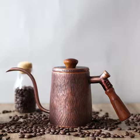 650ml Handmade Copper kettle pure copper Coffee Tea Water Pot Long Gooseneck Spout Kettle Hand Drip 