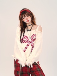 New store opening 50% discount for only three daysY2k Pullovers Women Korean Fashion Bow Desogned Vi