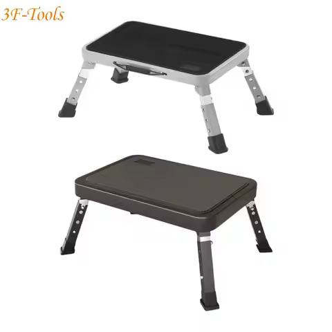 F2TE Lightweight Metal Step Ladder Stool with Folding Design Easy to Store Transport