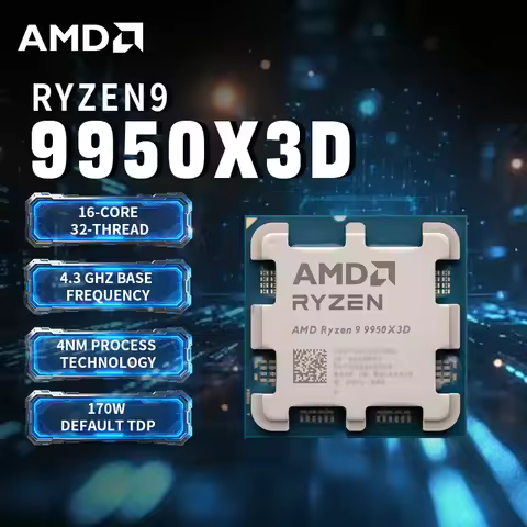 AMD Ryzen 9 9950X3D CPU Processor AM5 Socket 16 Cores 32 Threads 3D Rendering High-Performance Proce