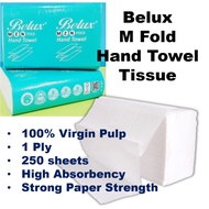 Belux 250pcs M Fold 1 Ply Paper Hand Towel Paper Towel Kitchen Towel