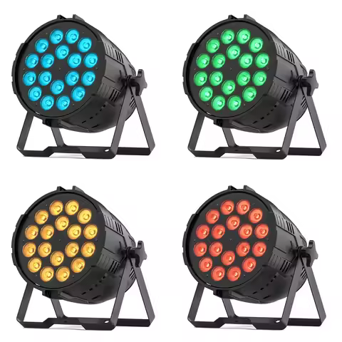 U'King 4PCS 180W 18 LED Par Light 18x10W RGBL Lemon Green 4IN1 Stage Light DMX512 Strobe Effect Par 
