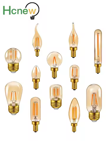 E14 E27 Retro LED Spiral Filament Light Bulb 4W Warm White 2200K 220V C35 C7 T20 T22 T28 ST45 T25 G4