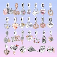 2023 Hot selling Elegant 925 Sterling Silver Disney Heart Pay Padlock Key Charm Pendants DIY for Wom