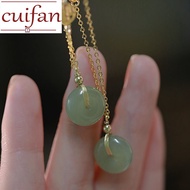 18k Saudi Gold Pawnable Not Allergic Natural Hetian Jade Opal Clavicle Chain Necklace For Women