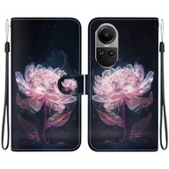 For OPPO Reno 10 9 8 7 Reno8 T 7Z Reno7 Lite 5G Flower Reno10 Leather Case Wallet Flip Cover Cases Pattern Magnetic Phone Bags