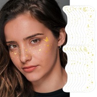 Cerlaza Gold Glitter Freckles Face Tattoo, 16 Pcs Golden Glitter Freckles Makeup Speckles Patches, B