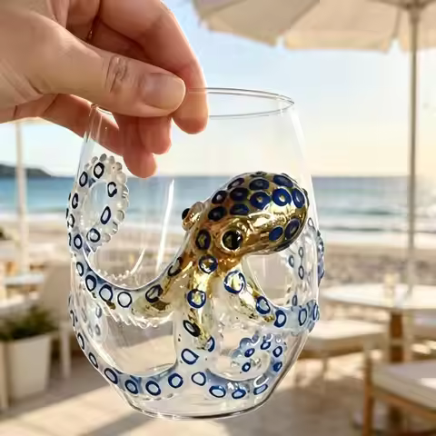 Creative Octopus Design Whiskey Cup 2026 New Glass Cup Ocean Shaped Glass Craft Whiskey Cup Turtle C