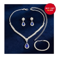4-Item Waterdrop Jewelry Set for Women Includes Necklace, Earrings, and Bracelet Ideal for Wedding G