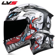 LVS 702 Full Face Helmet Motorcycle Helmet Double Lens Built-in Sun Visor Racing topi keledar motosikal