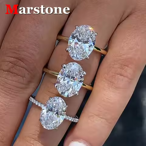 1-3CT Moissanite D Color VVS Diamond Women's Oval Radiant Ring S925 Silver Ring Plated White Gold Je