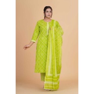 S-5XL - Readymade Cotton Punjabi Suit - Nirmalya Hand Printed 3Pc Set