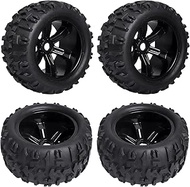 FriHobby Preglued 1/8 Monster Truck Ties and Wheels OD 5.9" 17mm Hex MT Tires Wheels Set fit Traxxas