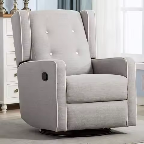 Swivel Rocker Recliner Chair, Nursery Glider Chair, Nursery Rocking Chairs, Manual Reclining Chair, 
