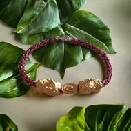 Q版貔貅   925純銀手鍊 蠶絲蠟線 幸運繩訂製